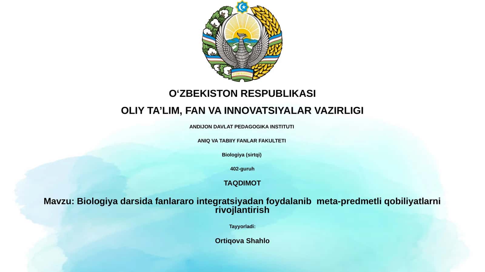 Biologiya darsida fanlararo integratsiyadan foydalanib meta-predmetli qobiliyatlarni rivojlantirish