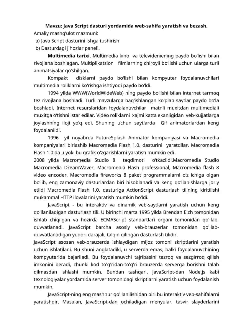 Java Script dasturi