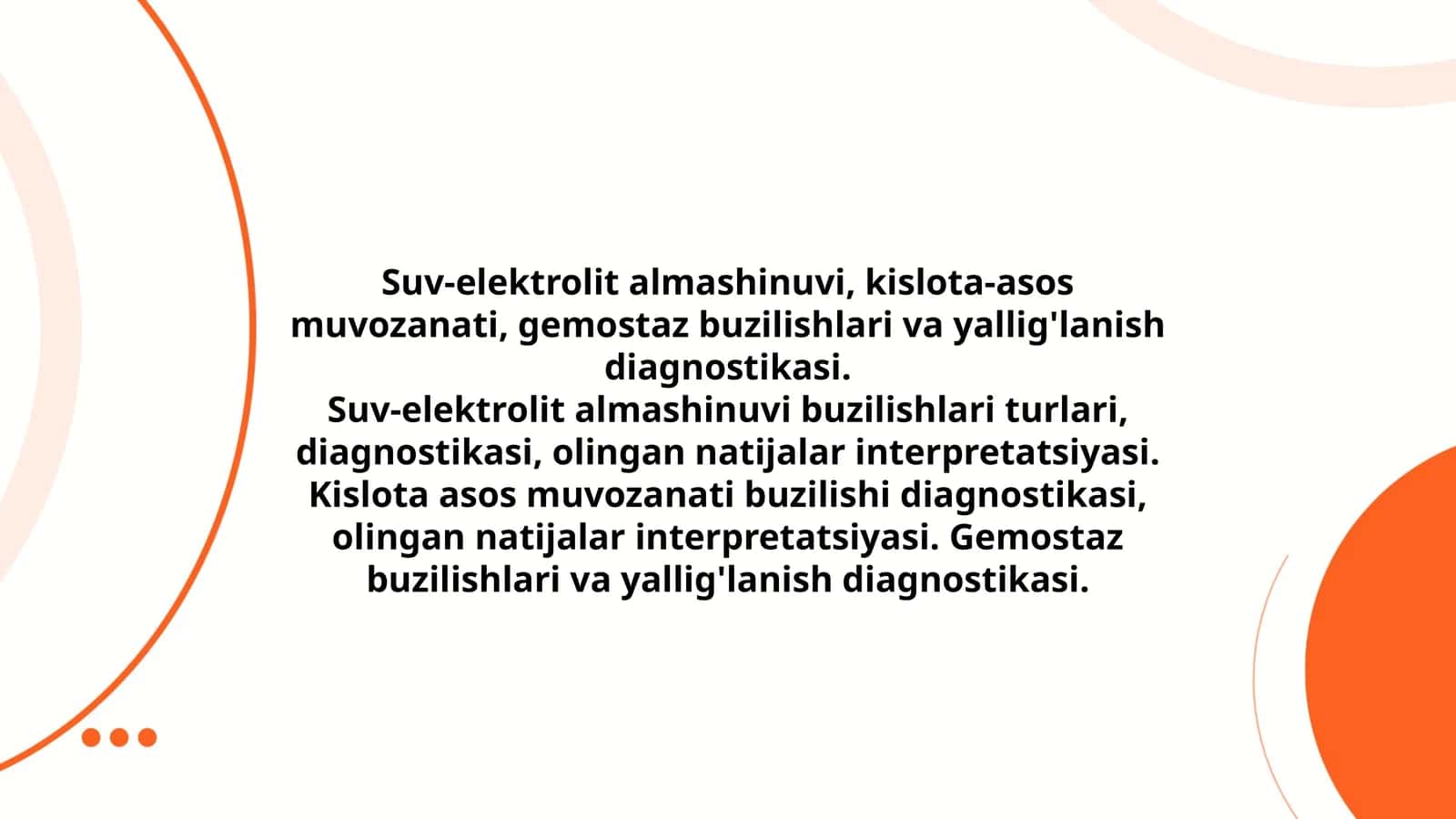 Suv-elektrolit almashinuvi va boshqa dam olish tizimlarining buzilishi