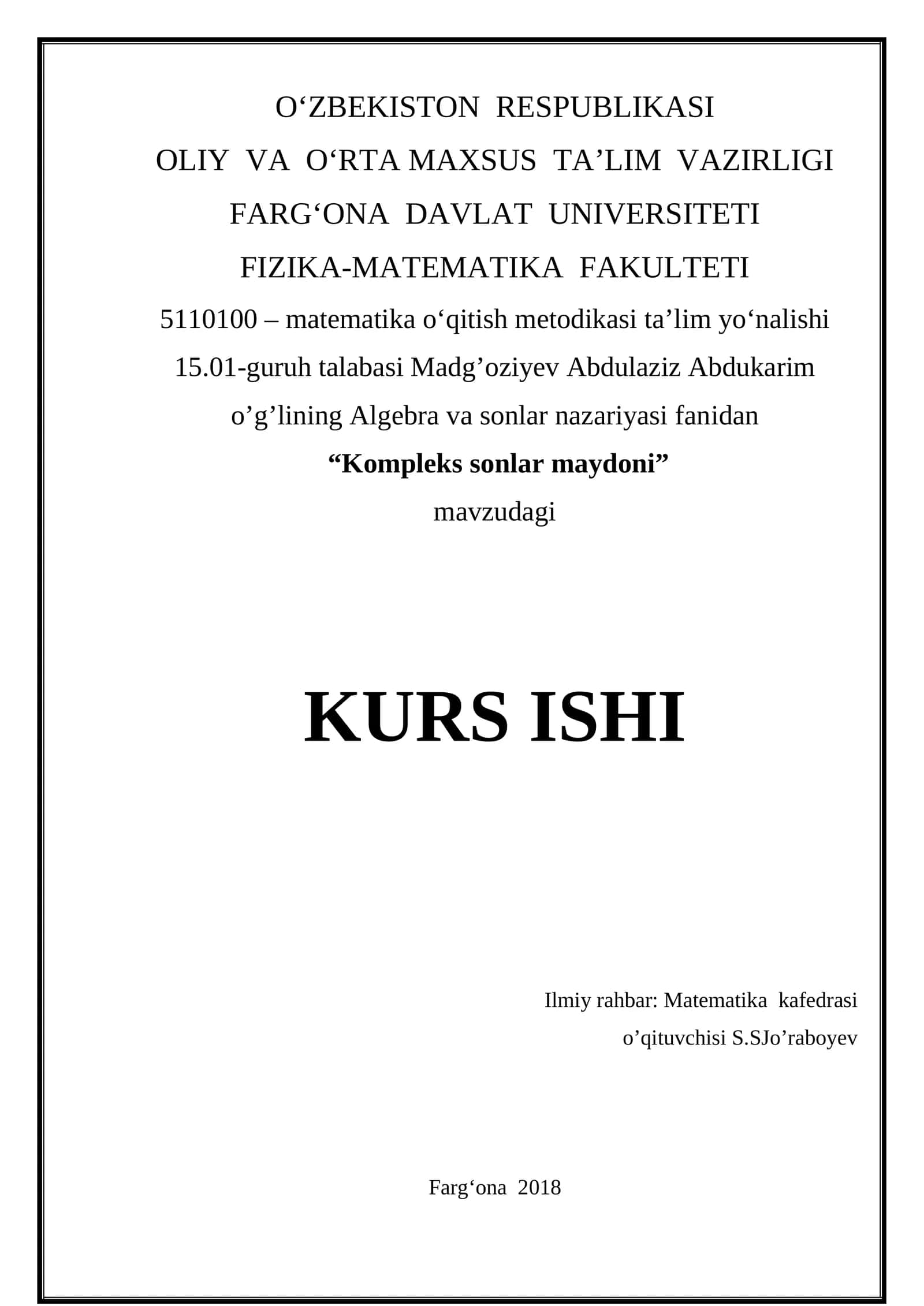 Kompleks sonlar maydoni