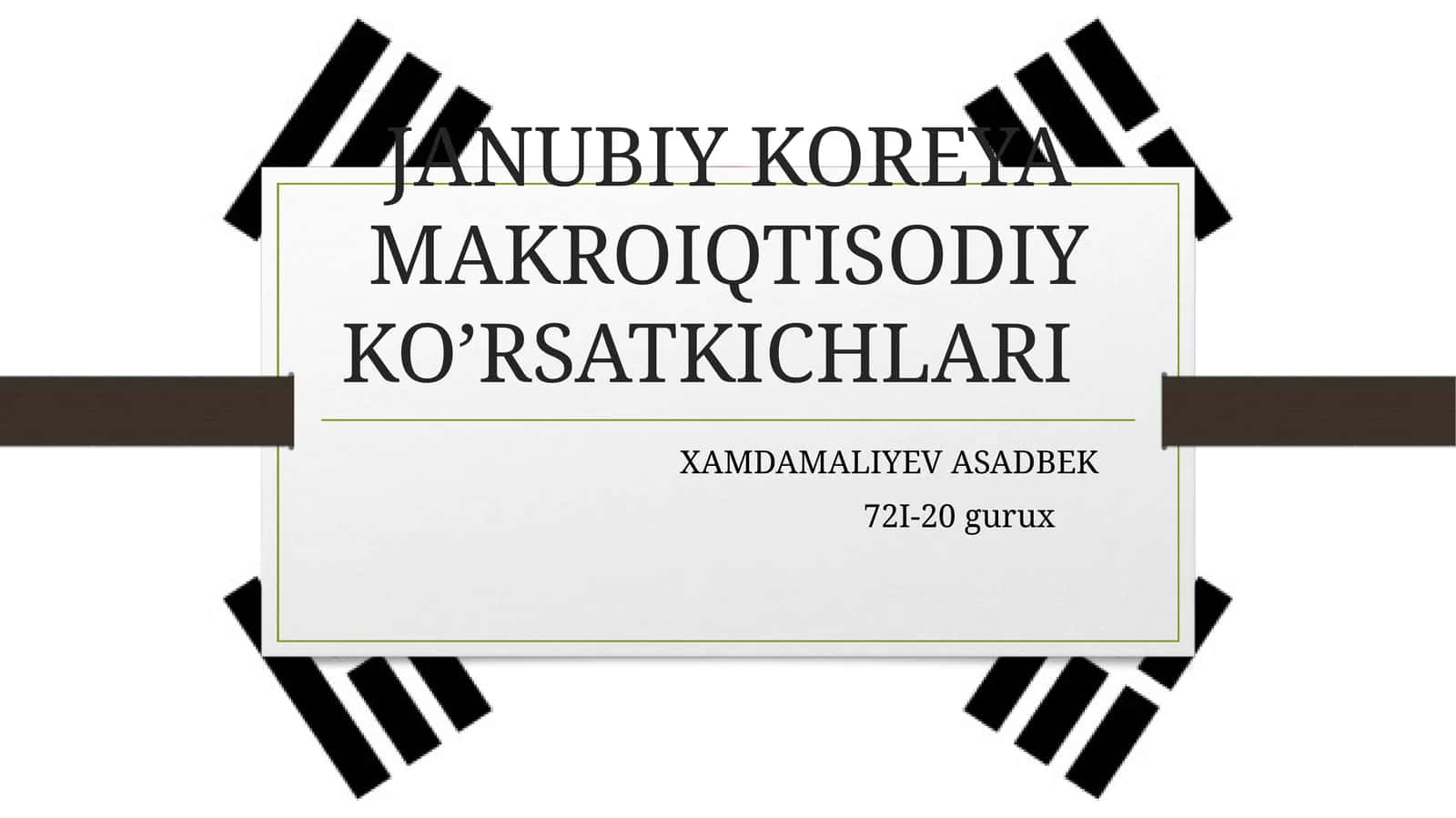 JANUBIY KOREYA MAKROIQTISODIY KO’RSATKICHLARI