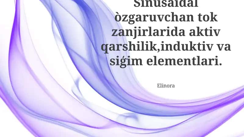 O'zgaruvchan Tok Zanjirlarida Faol Qarshilik