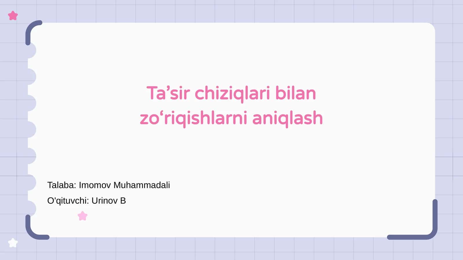 Ta’sir chiziqlari bilan zo‘riqishlarni aniqlash