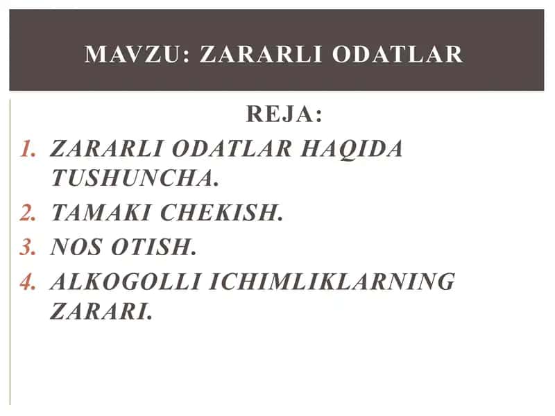 Zararli odatlar haqida tushuncha