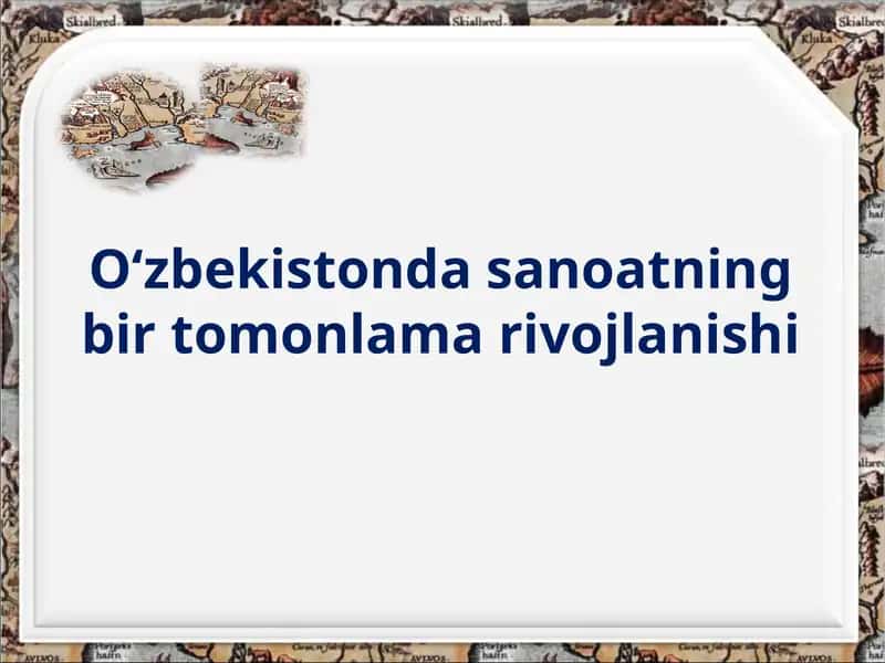 O‘zbekistonda sanoatning bir tomonlama rivojlanishi
