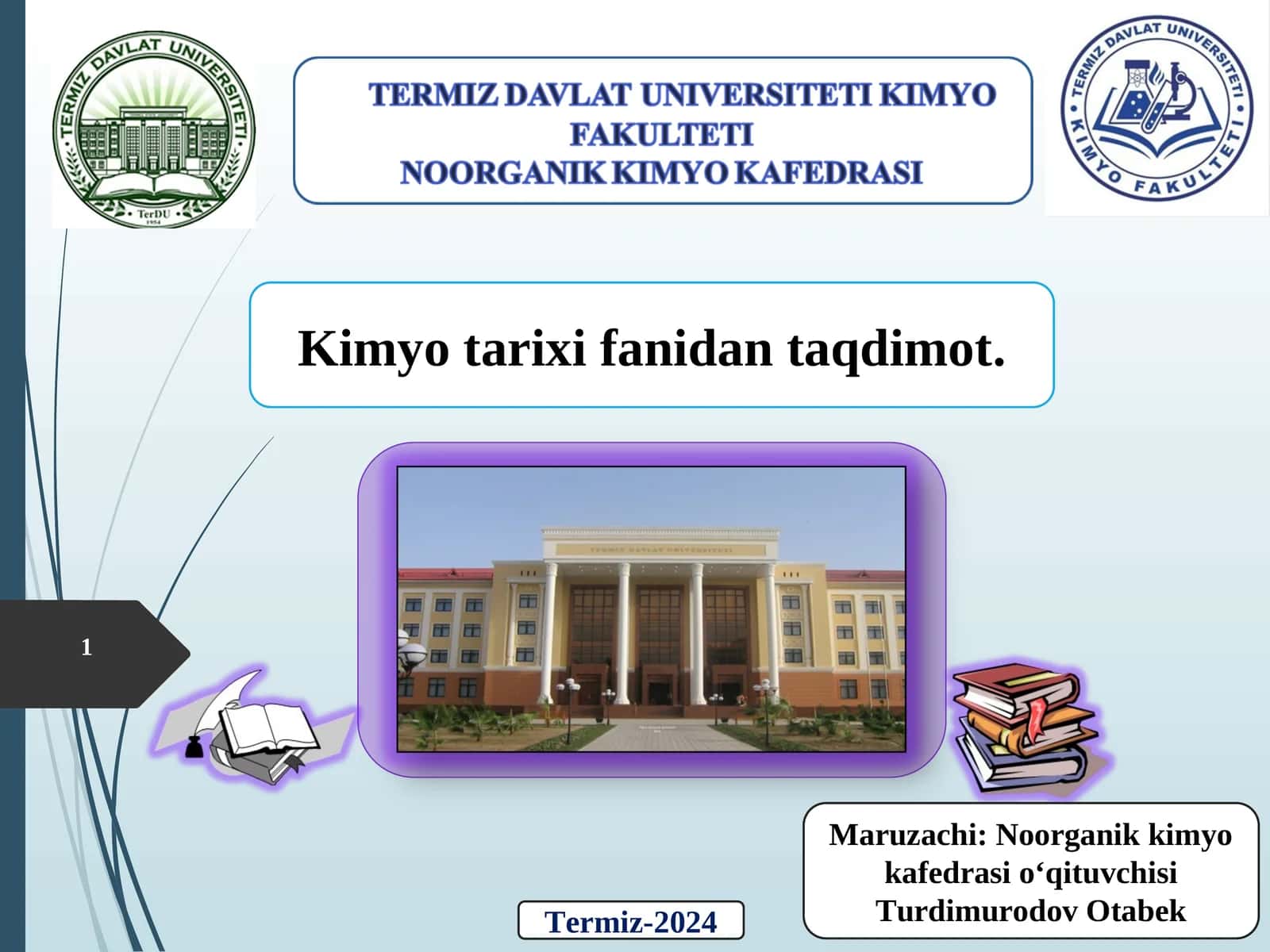 Kimyo tarixi fanidan taqdimot