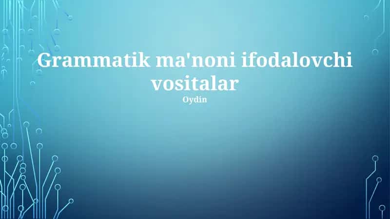 Grammatik ma'noni ifodalovchi vositalar