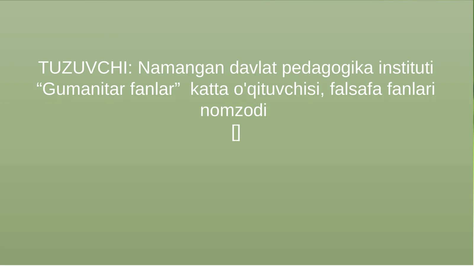ONG VA BILISH. ONG VA BILISHNI PEDAGOGIK AMALIYOTDAGI O’RNI