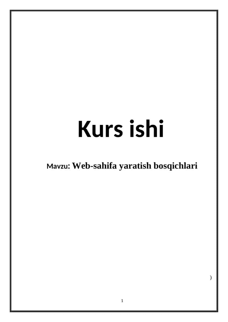 Web-sahifa yaratish bosqichlari