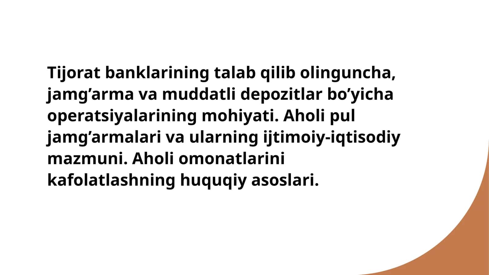 Tijorat banklarining talab qilinadigan depozit turlari va operatsiyalari mohiyati