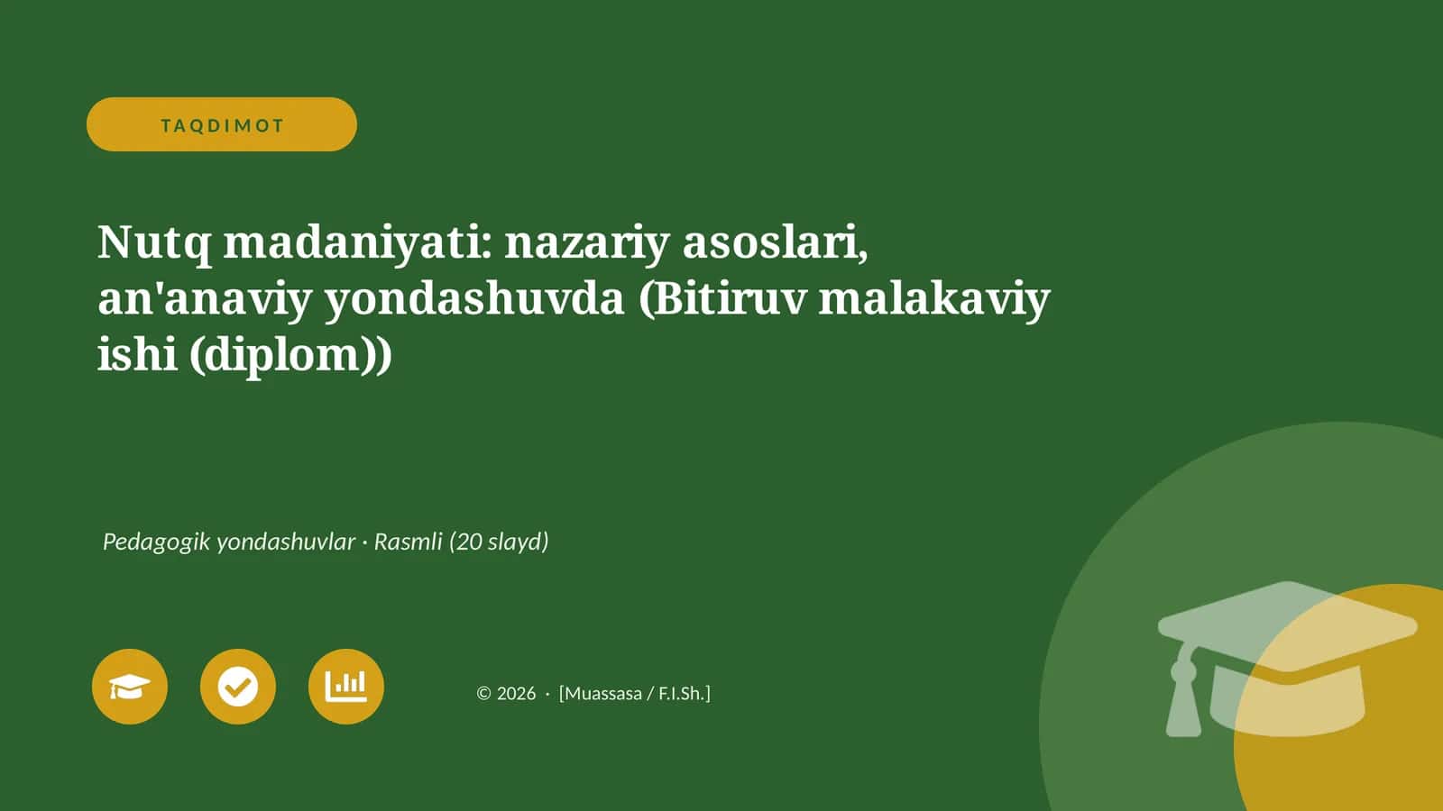 Nutq madaniyati: nazariy asoslari, an'anaviy yondashuvda (Bitiruv malakaviy ishi (diplom))