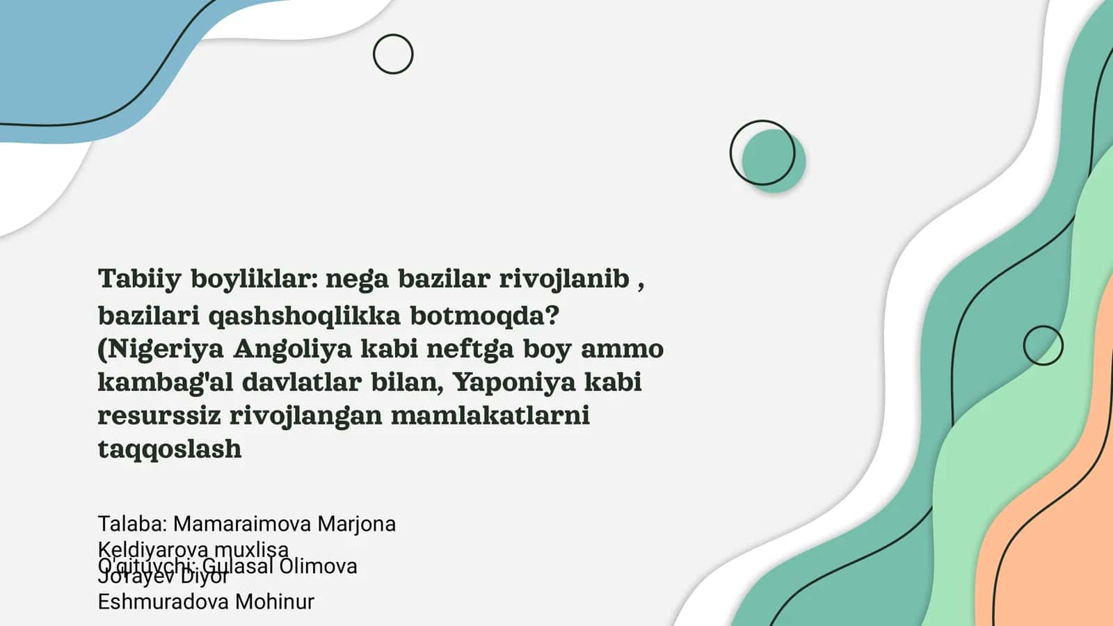 Tabiiy boyliklar: nega bazilar rivojlanib, bazilari qashshoqlikka botmoqda?