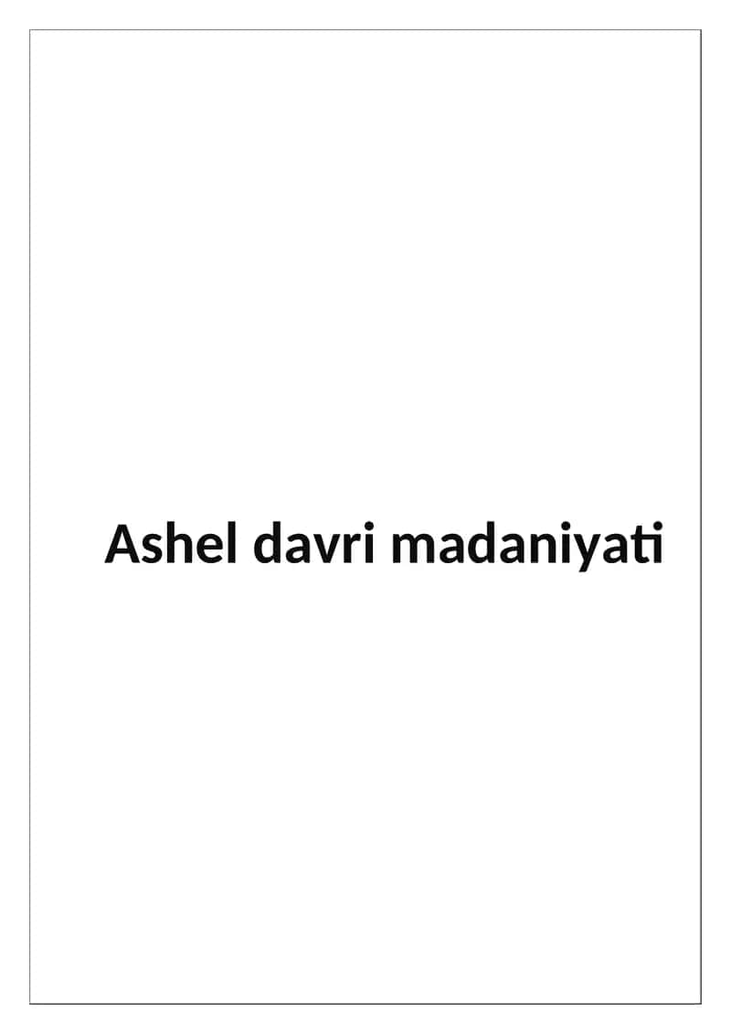 Ashel davri madaniyati