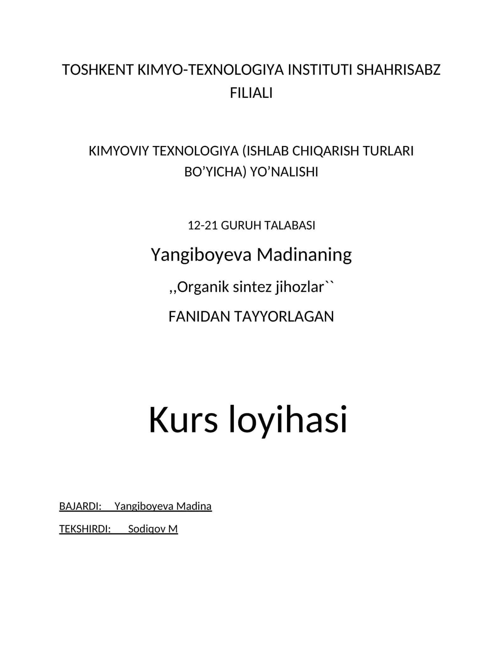 Eterifikatsiya jarayoni asosida etil atsesat ishlab chiqarish kimyosi va texnologiyasidagi efilizatorni hisoblash