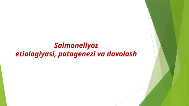 Salmonellyoz etiologiyasi, patogenezi va davolash