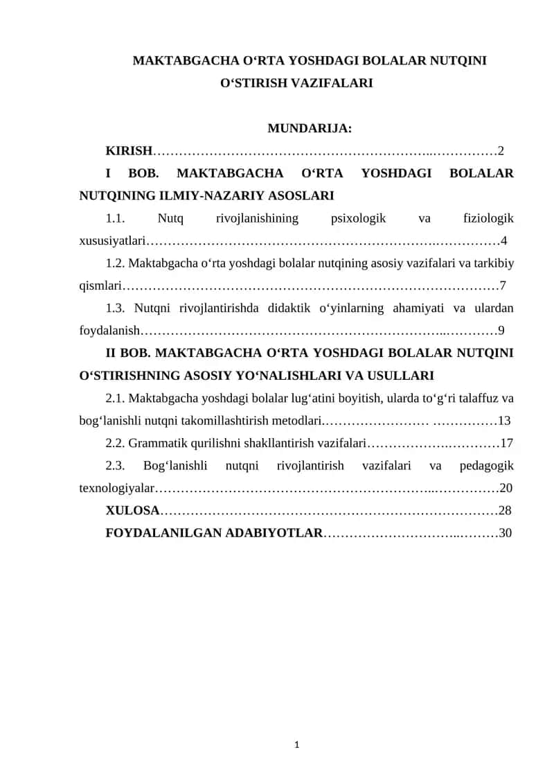 Maktabgacha O‘rta Yoshdagi Bolalar Nutqini O‘stirish Vazifalari