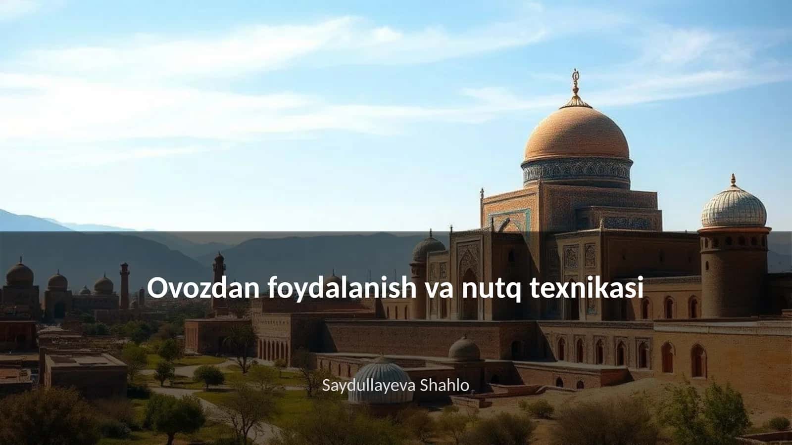 Ovozdan foydalanish va nutq texnikasi