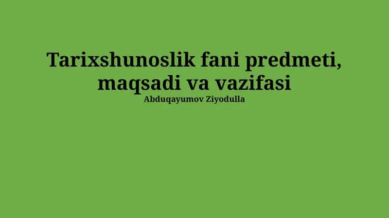 Tarixni o'qitish metodologiyasi
