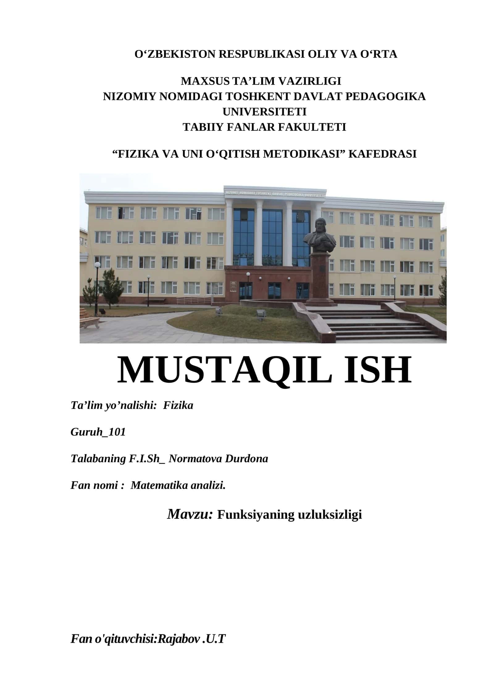 Funksiyaning uzluksizligi