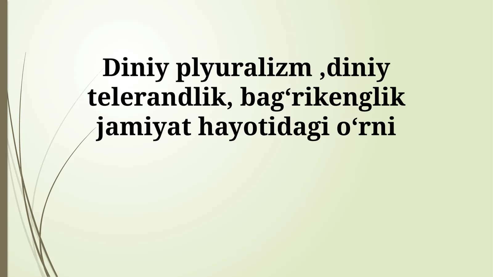 Diniy plyuralizm,diniy telerandlik, bagʻrikenglik jamiyat hayotidagi oʻrni