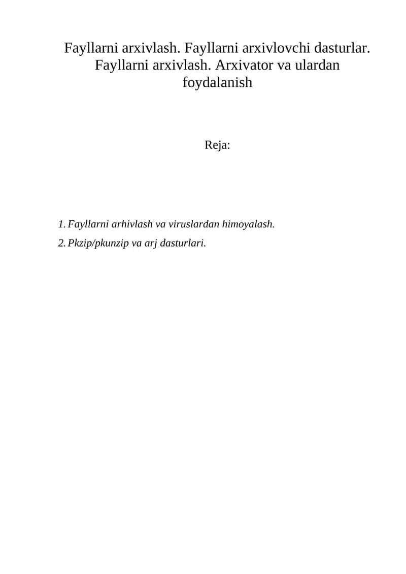 Fayllarni arxivlash