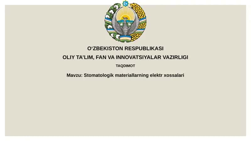 Stomatologik materiallarning elektrxossalari