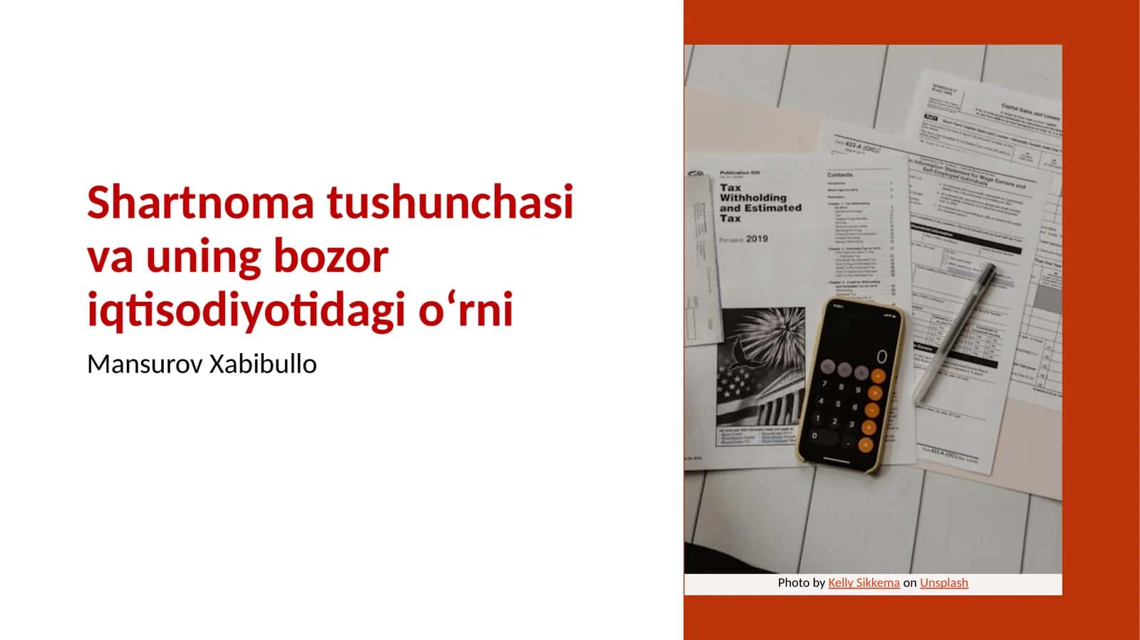 Shartnoma tushunchasi va uning bozor iqtisodiyotidagi oʻrni