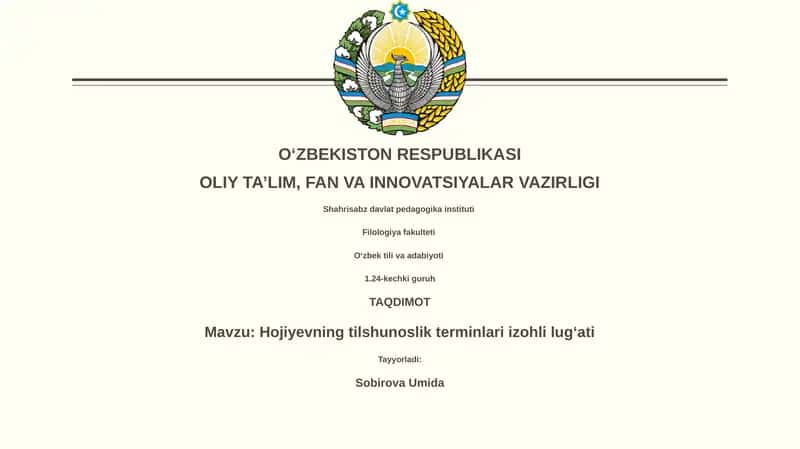 Hojiyevning tilshunoslik terminlari izohli lugʻati