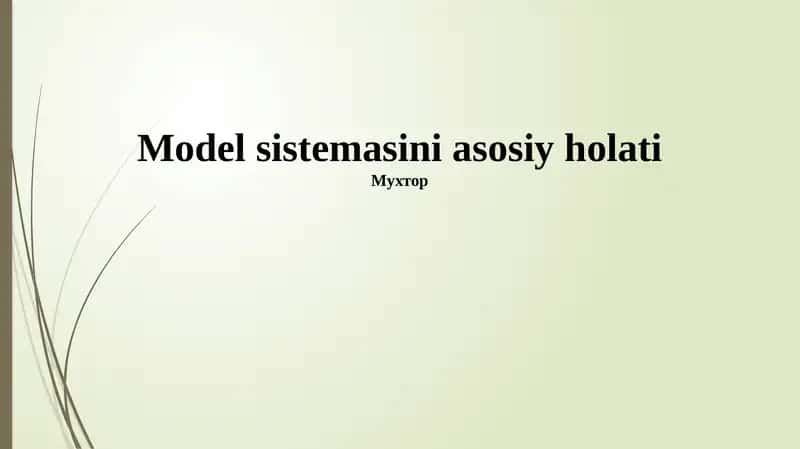 Model sistemasini asosiy holati