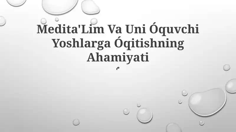 Meditatsiya Ahamiyatsi