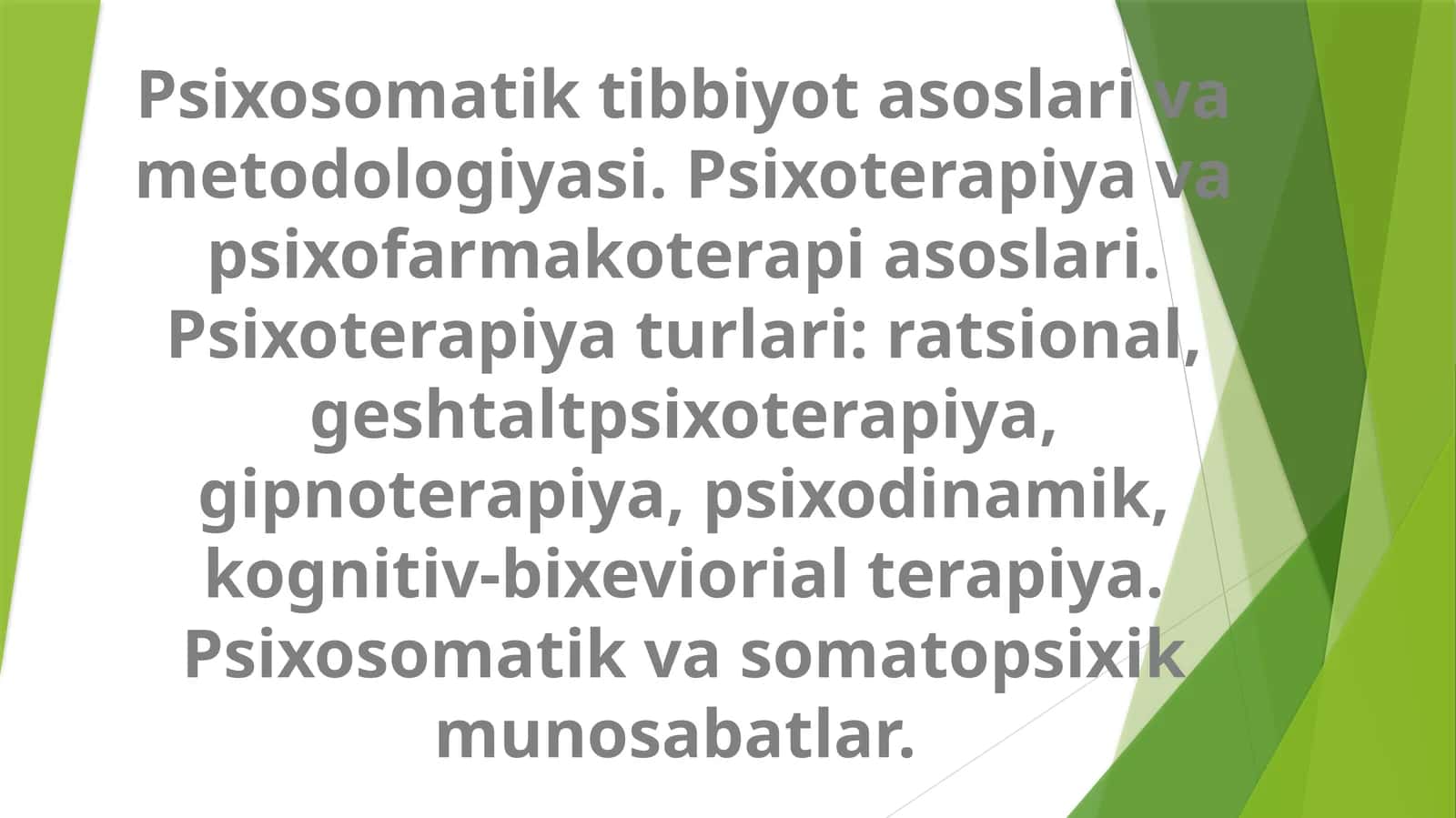 PSIXOSOMATIK TIBBIYOT ASOSLARI