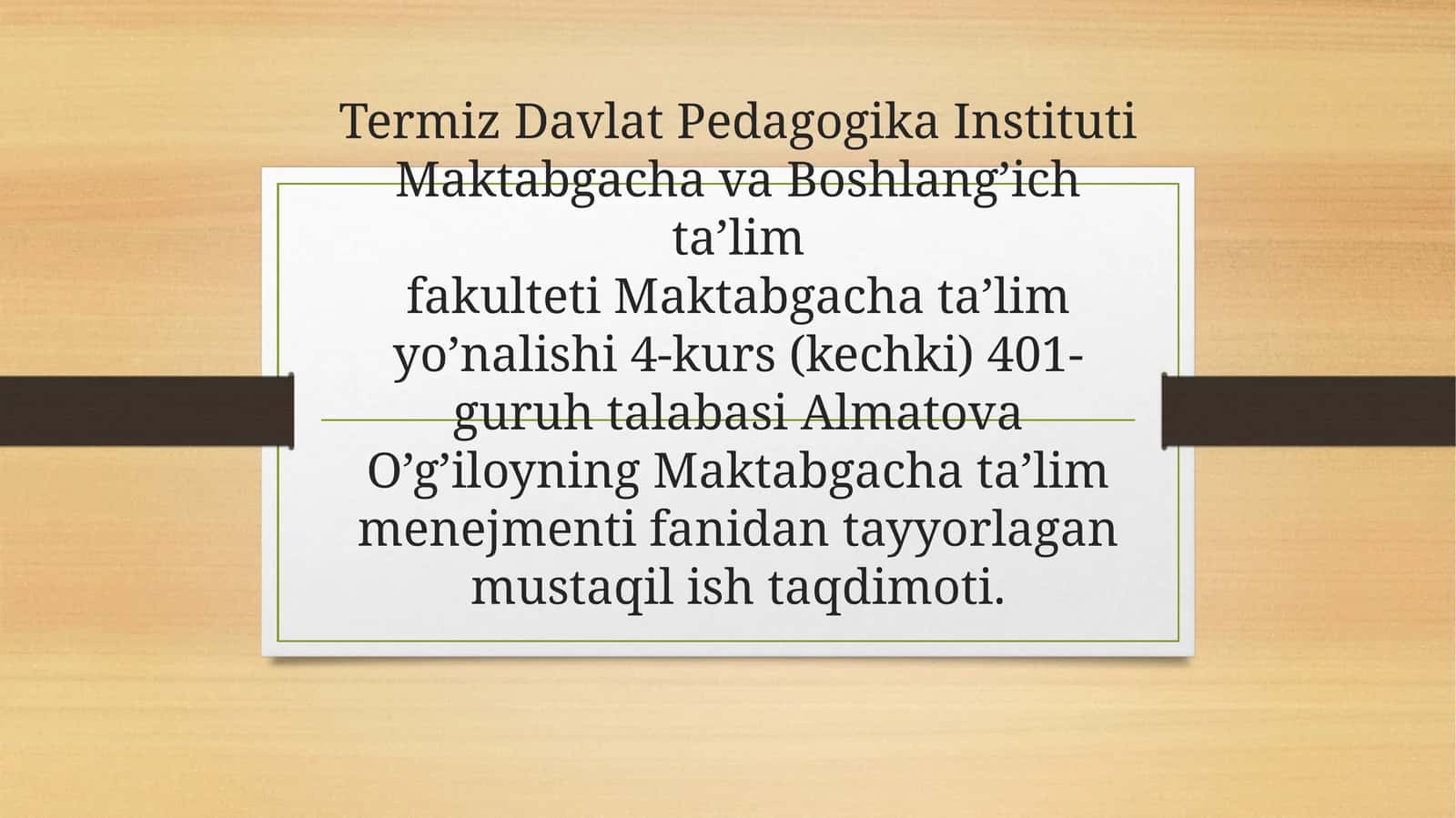 Mustaqil ish taqdimoti