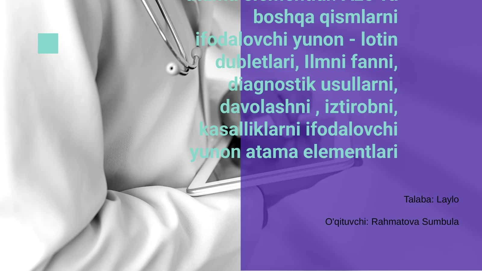 Klinik terminlar yasovchi atama elementlar