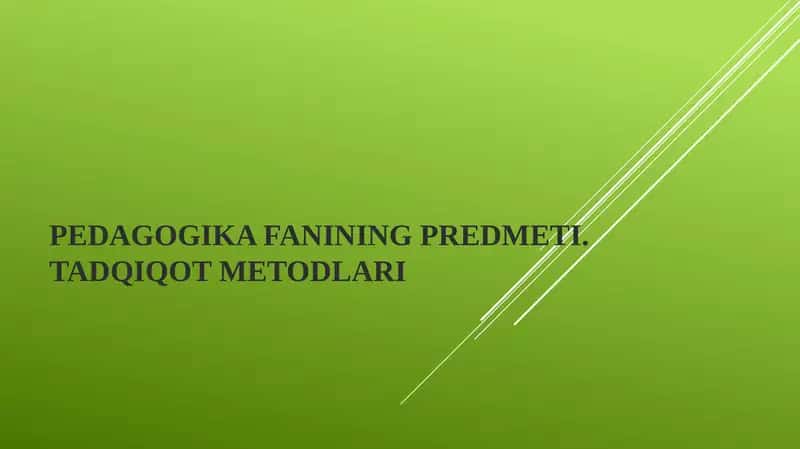 Pedagogika fanining predmeti