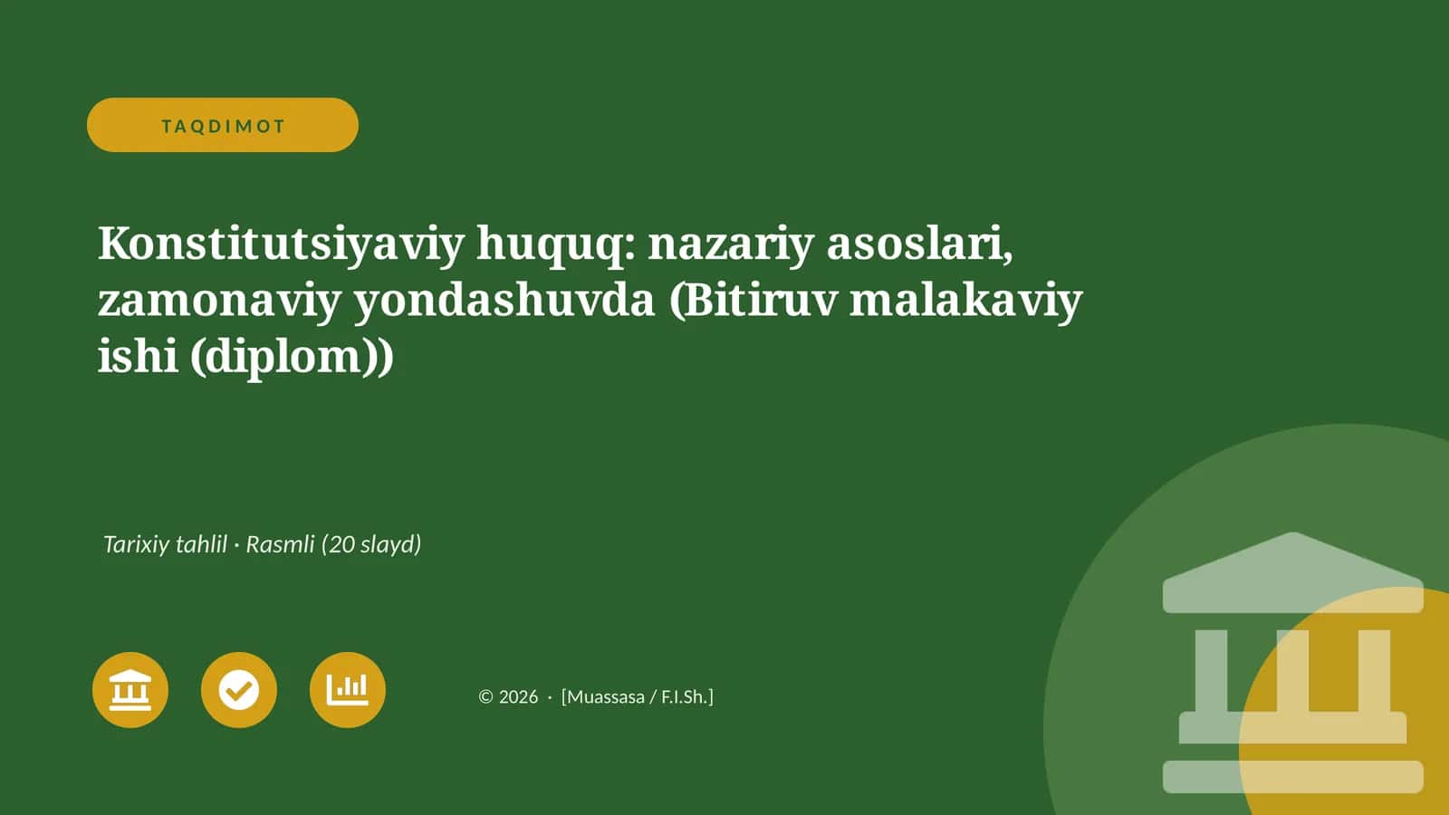 Konstitutsiyaviy huquq: nazariy asoslari, zamonaviy yondashuvda (Bitiruv malakaviy ishi (diplom))