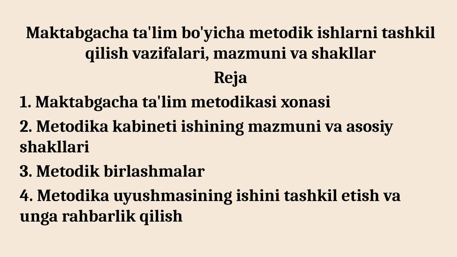 Maktabgacha ta’lim metodikasi xonasi