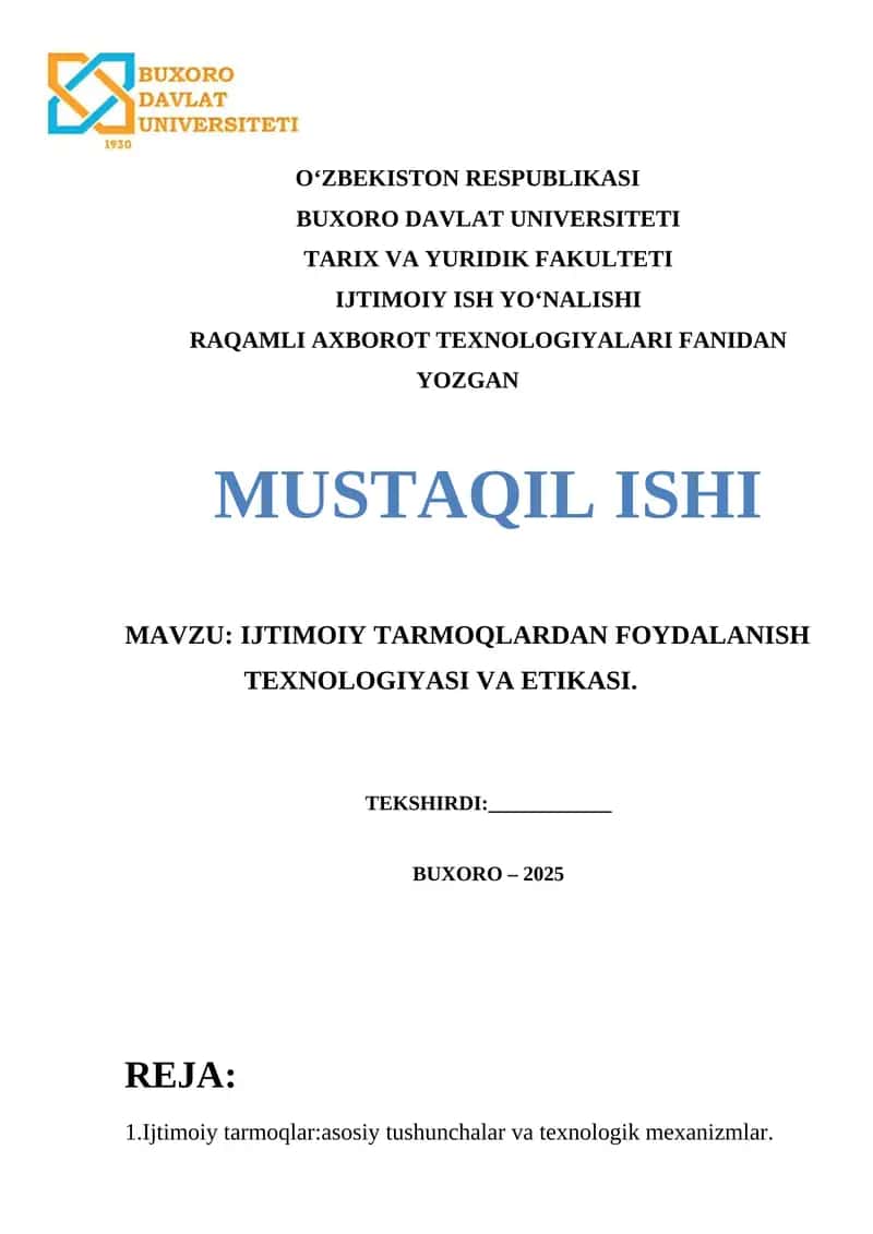 Ijtimoiy Tarmoqlardan Foydalanish Texnologiyasi va Etikasi