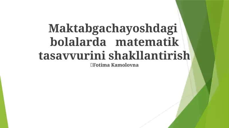 Matematik Ijodkorlikni Tarbiyalash