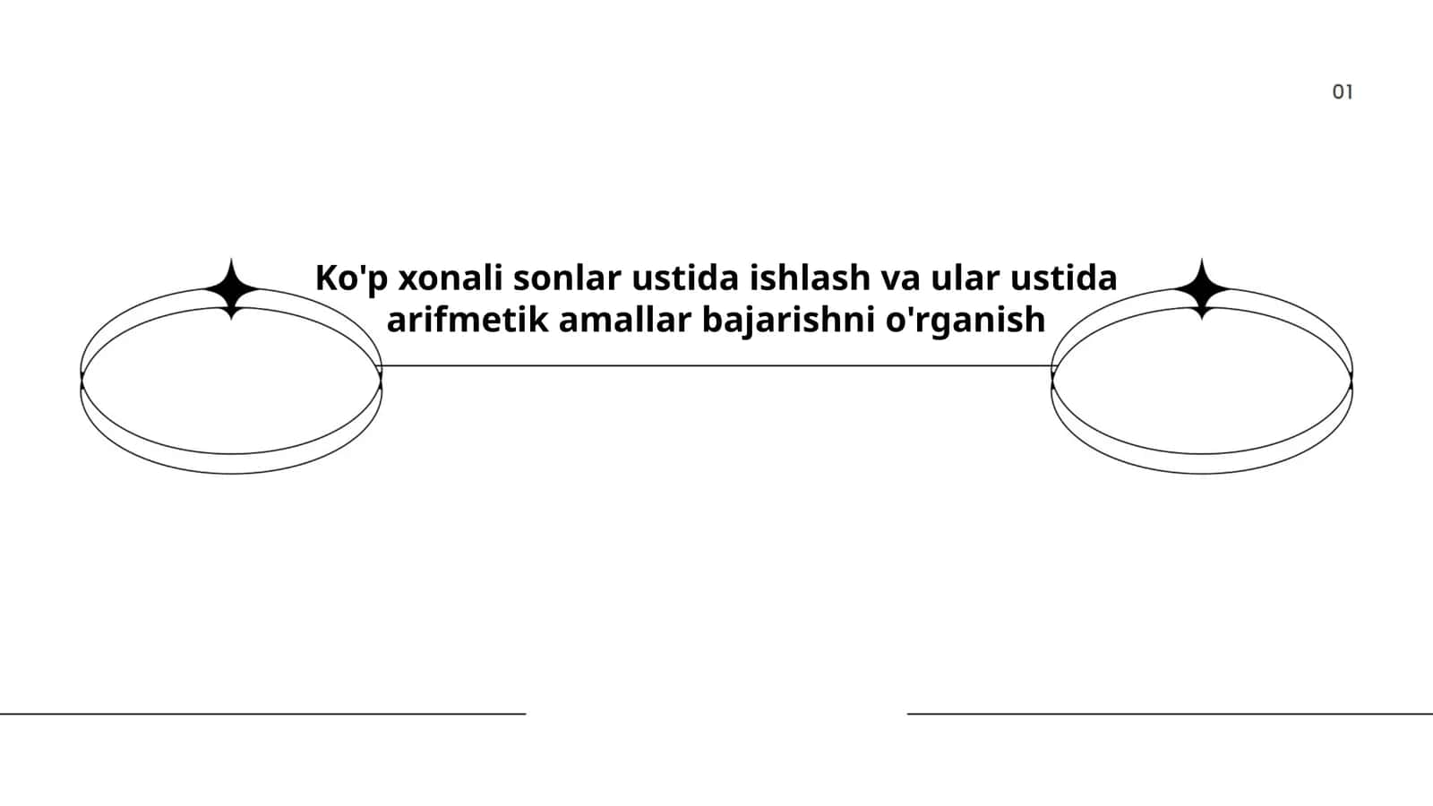 Ko'p xonali sonlar ustida ishlash va ular ustida arifmetik amallar bajarishni o'rganish