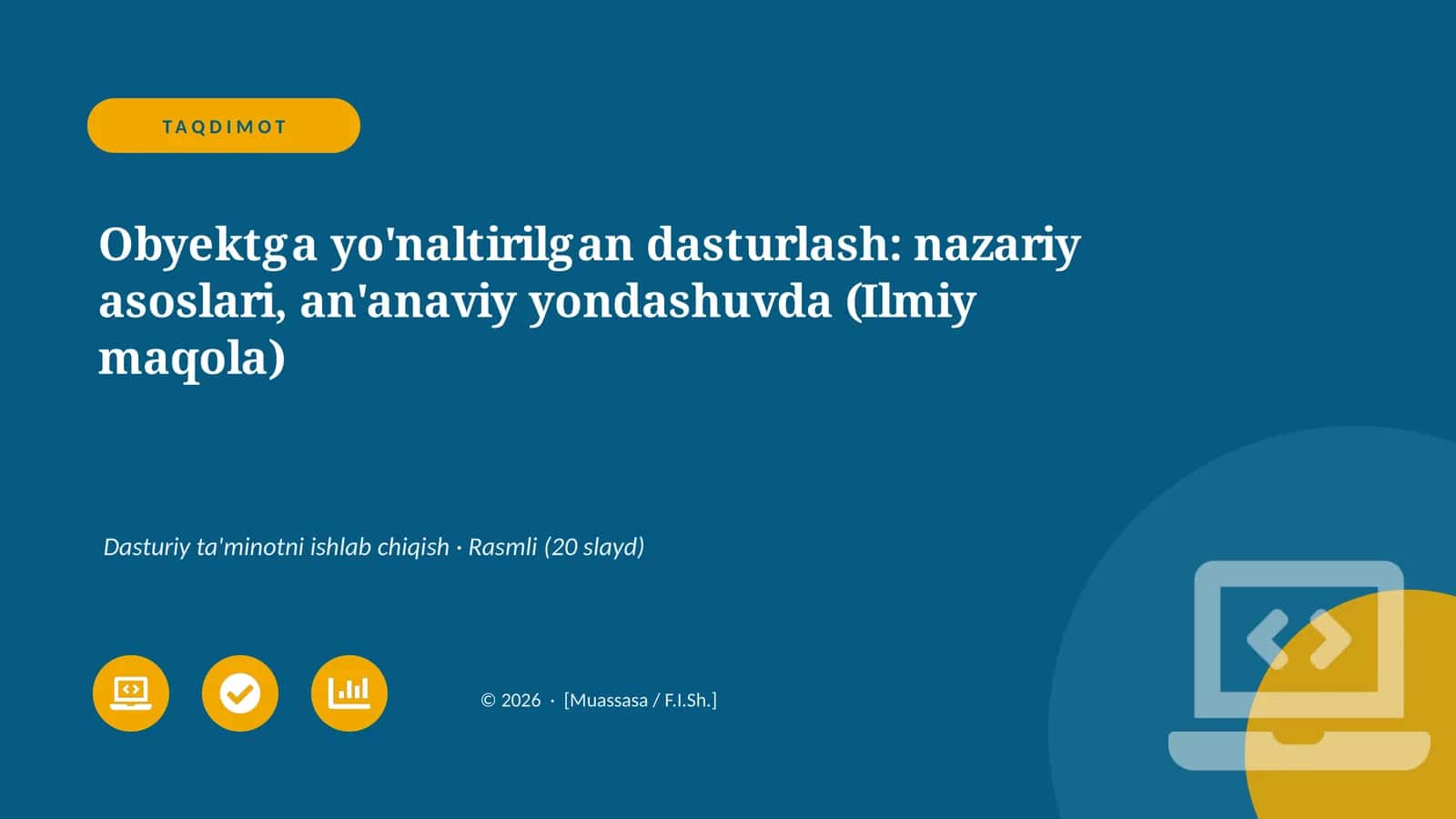 Obyektga yo'naltirilgan dasturlash: nazariy asoslari