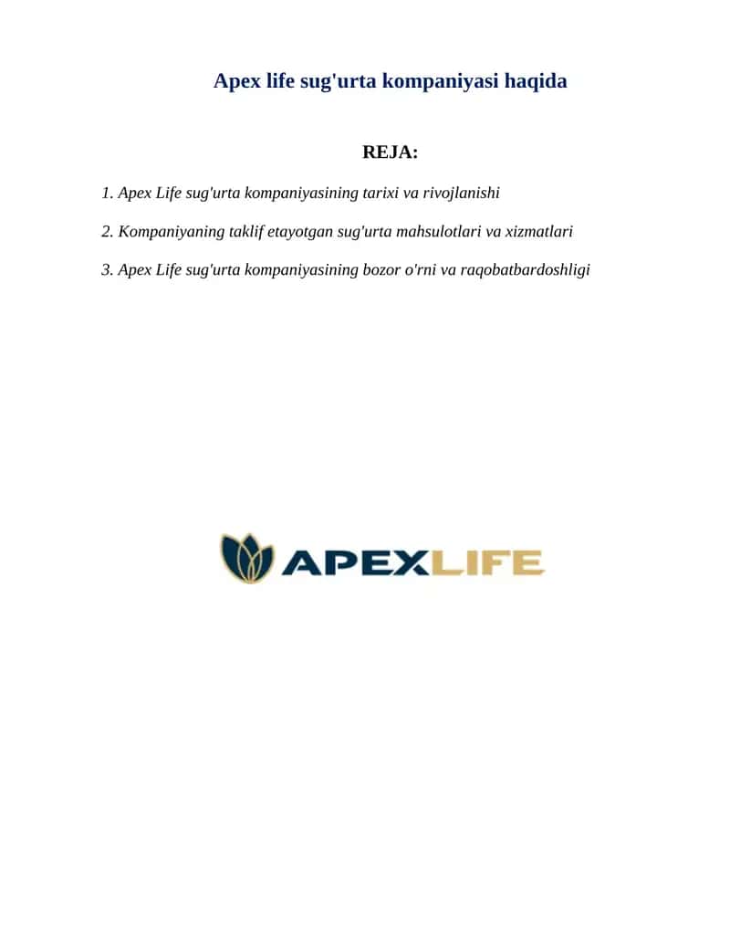 Apex Life sug'urta kompaniyasi