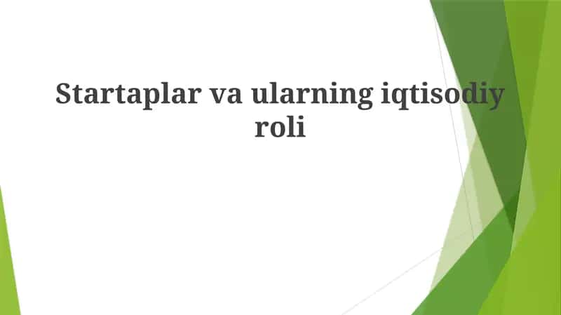 Startaplar va ularning iqtisodiy roli