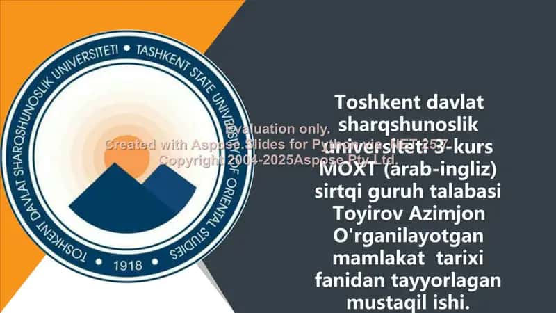 O'rta Osiyo Davlatlarining XIX asr boshlarida diplomatiya va iqtisodiy munosabatlari