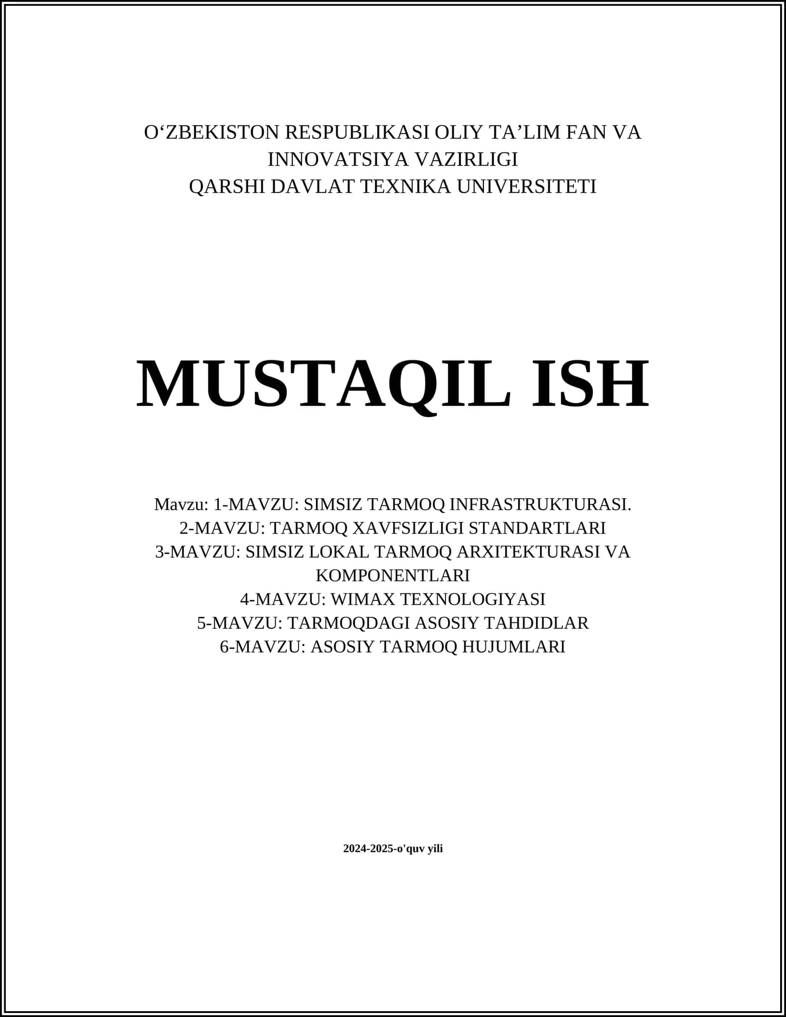 SIMSIZ TARMOQ INFRASTRUKTURASI