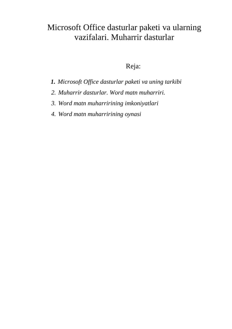 Microsoft Office dasturlar paketi