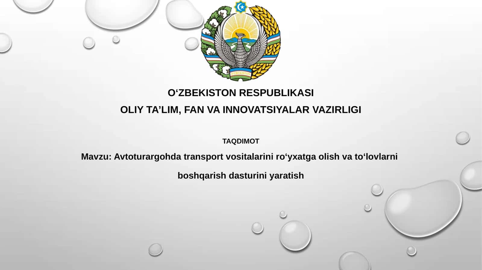 Avtoturargoh tizimi boshqarish dasturi