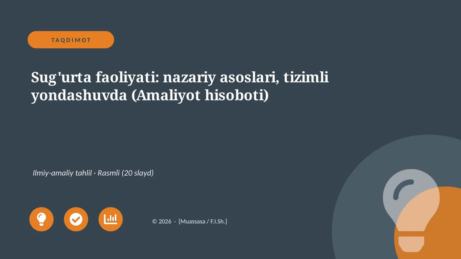 Sug'urta faoliyati: nazariy asoslari, tizimli yondashuvda (Amaliyot hisoboti)