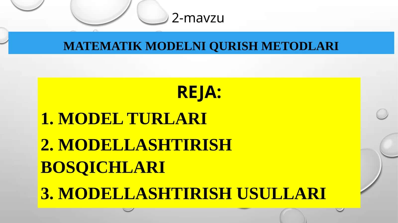 Matematik modelni qurish metodlari
