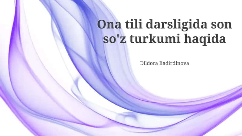 Ona tili darsligida son so'z turkumi haqida