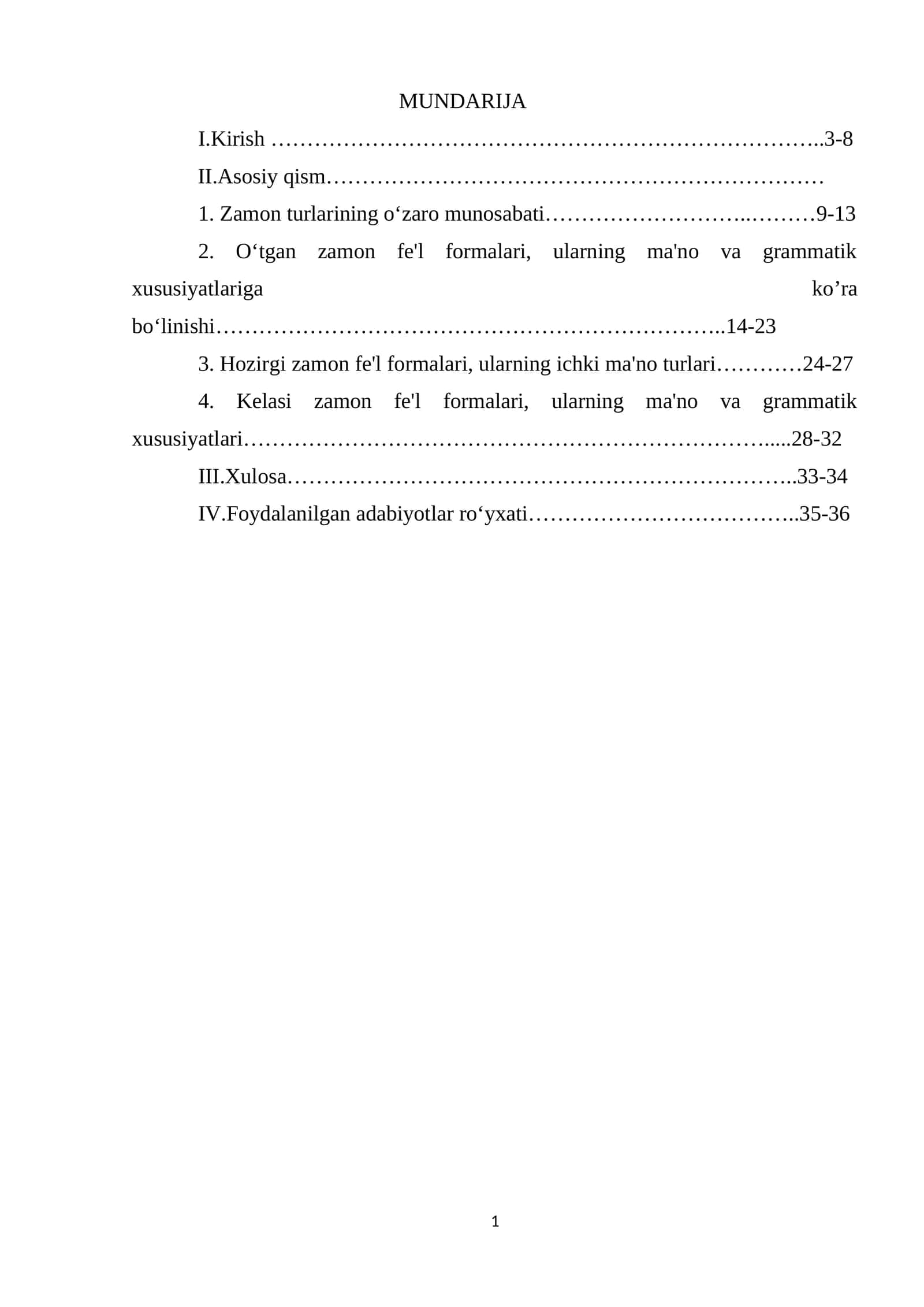 Zamon turlarining oʻzaro munosabati